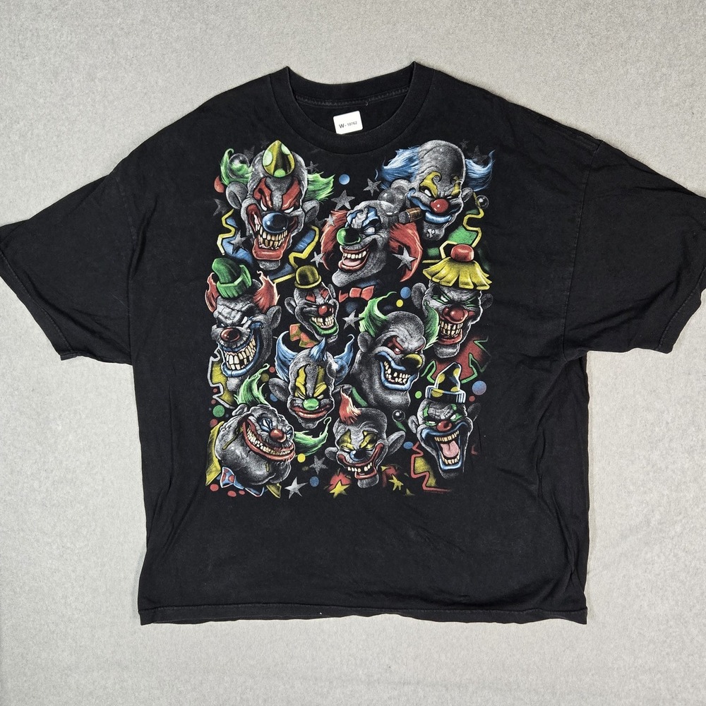 Liquid Blue Men Shirt 3XL Black Graphic Evil Clowns Grunge Logo Short Sleeve